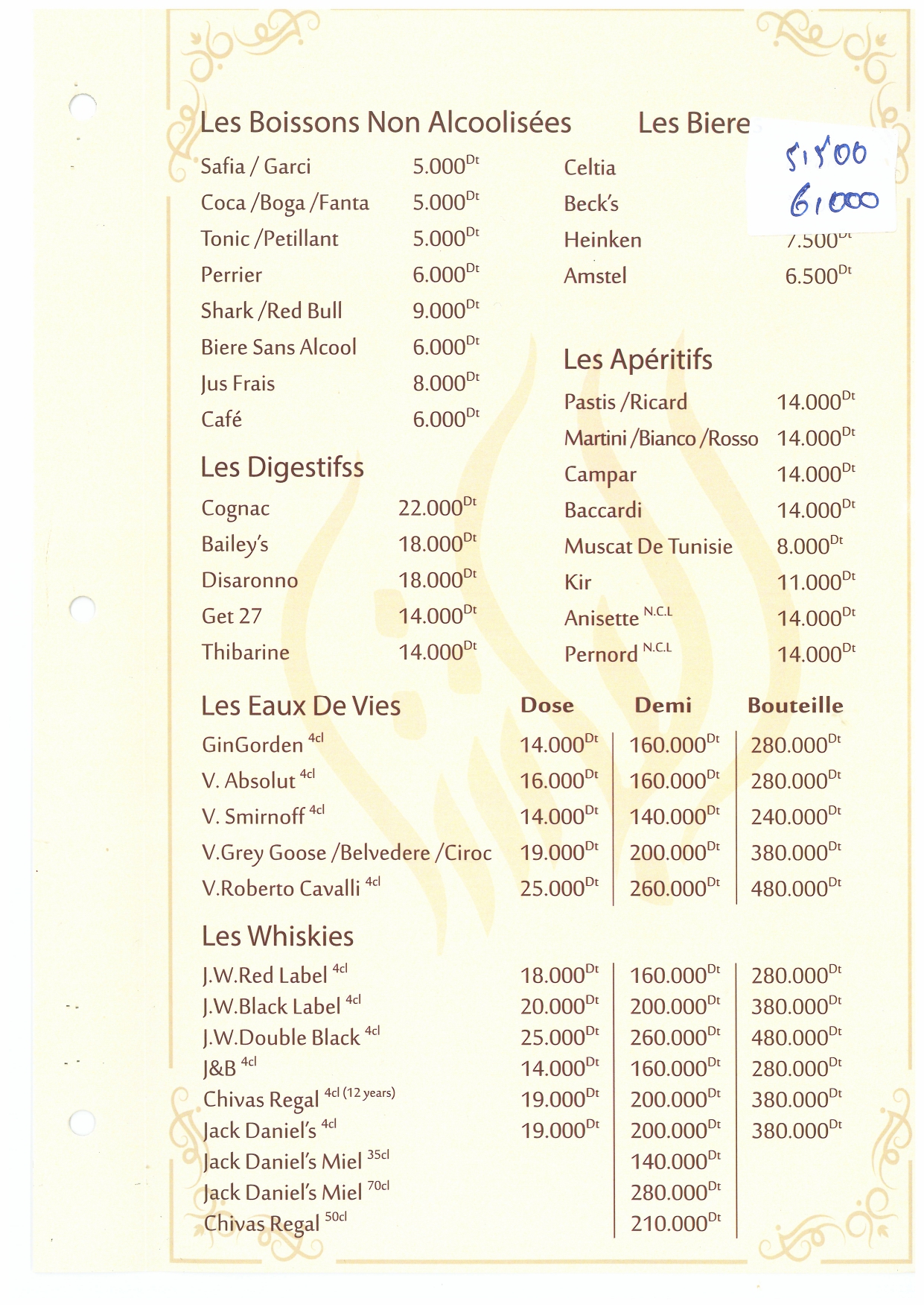 French Menu Page 5
